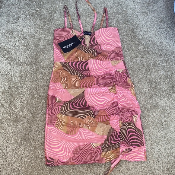 Pink Swirl Abstract Bodycon Dress - Picture 3 of 3